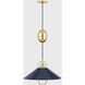 Mariel 1 Light 18 inch Aged Brass/Soft Navy Pendant Ceiling Light in Aged Brass and Soft Navy